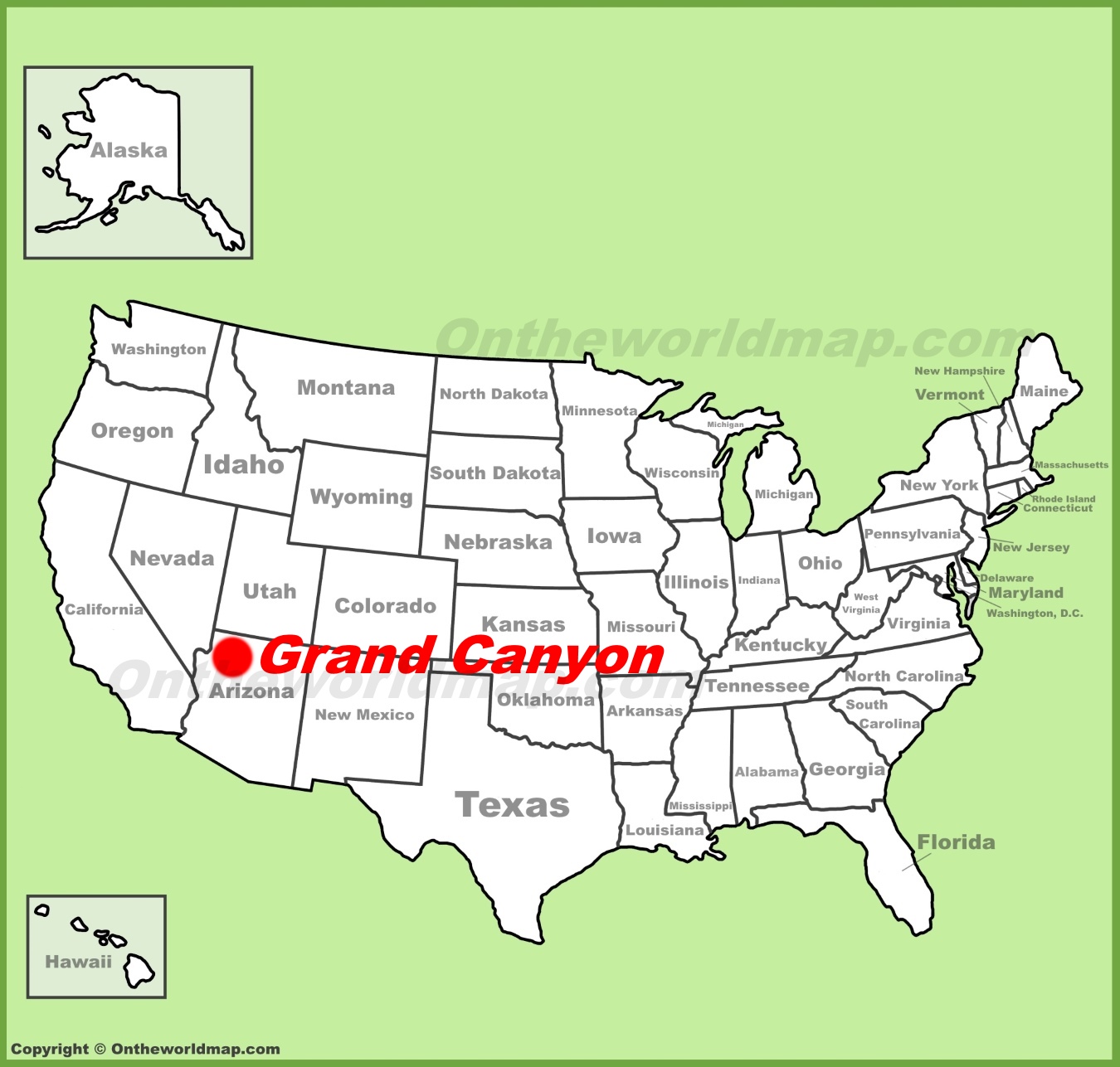 show grand canyon on us map Grand Canyon Location On The U S Map show grand canyon on us map