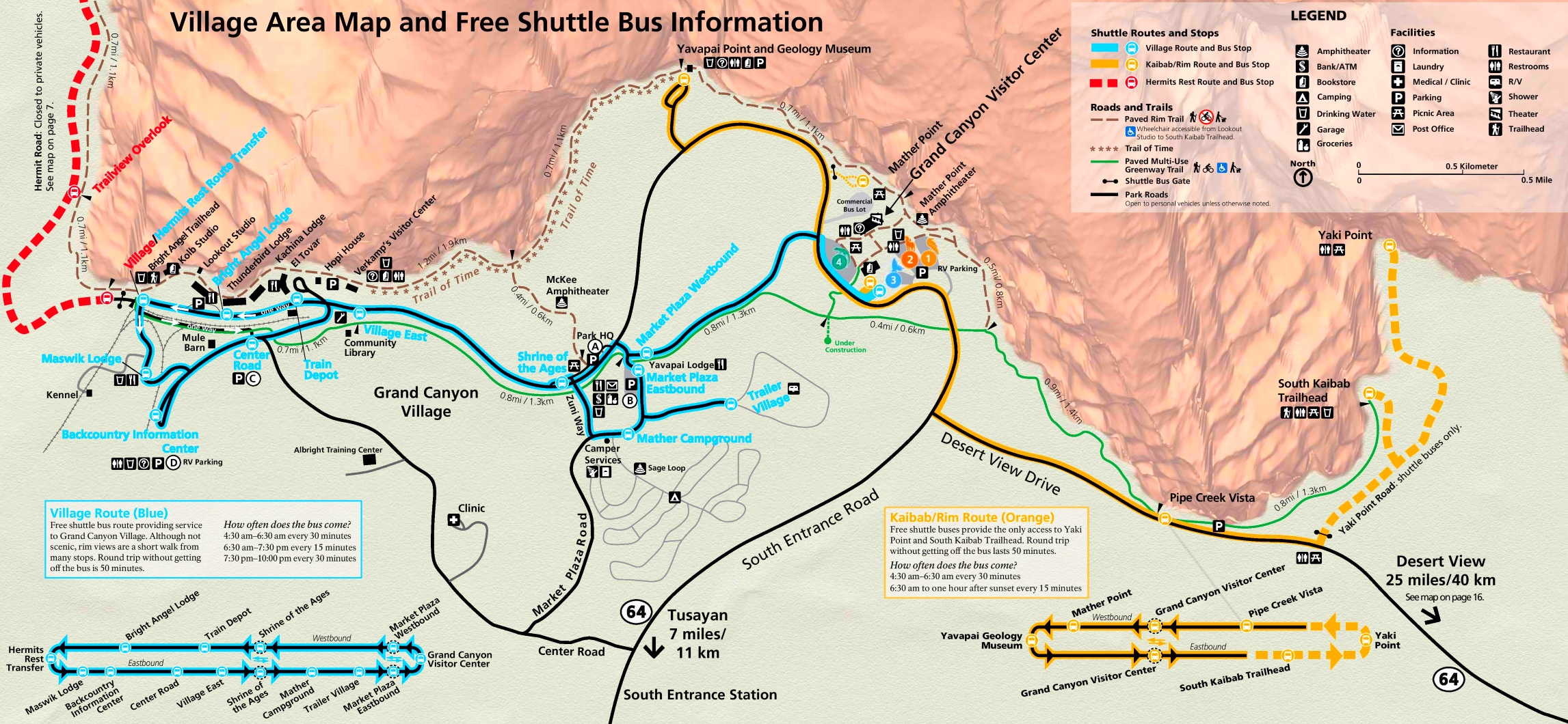 Grand Canyon South Rim Village Shuttle Map