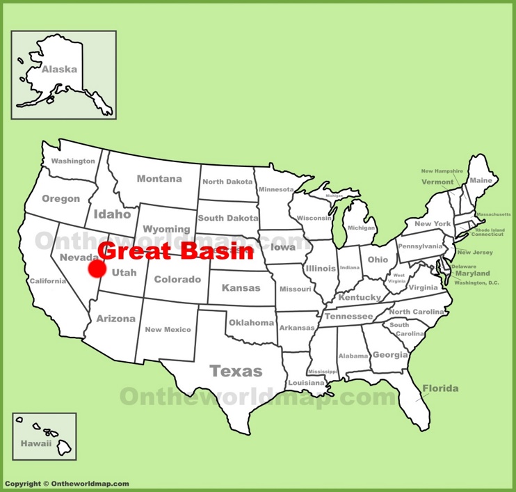 Great Basin location on the U.S. Map