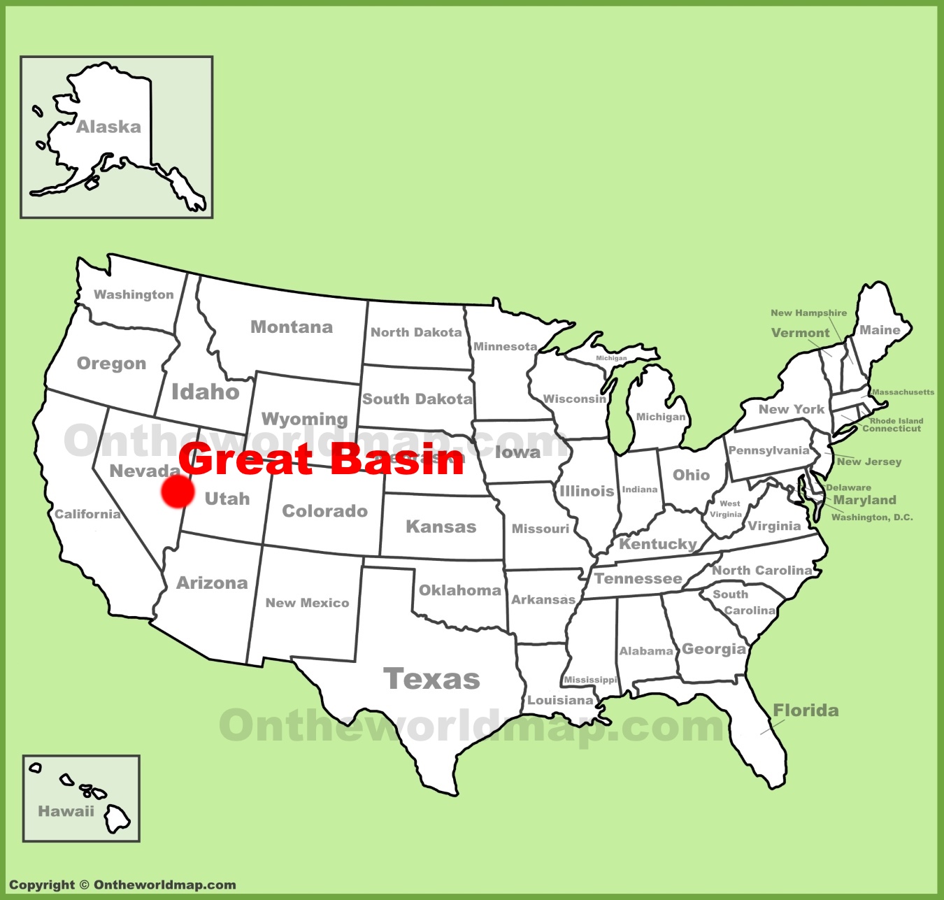 Great Basin Location On The U S Map