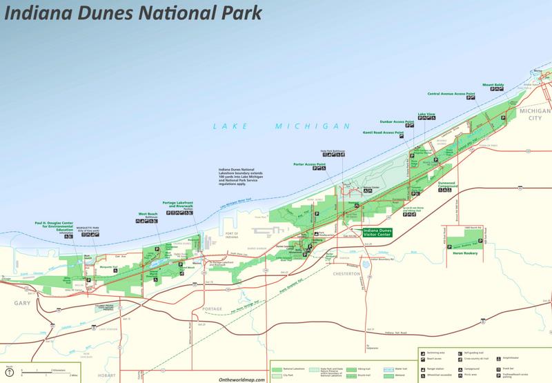Indiana Dunes National Park Tourist Map
