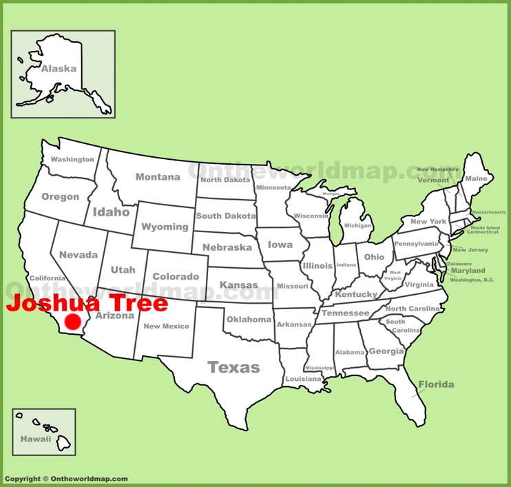 Joshua Tree location on the U.S. Map