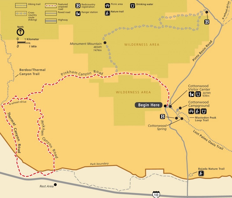 Joshua Tree Pinkham Canyon Road map