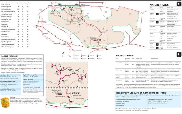 Joshua Tree National Park trail map
