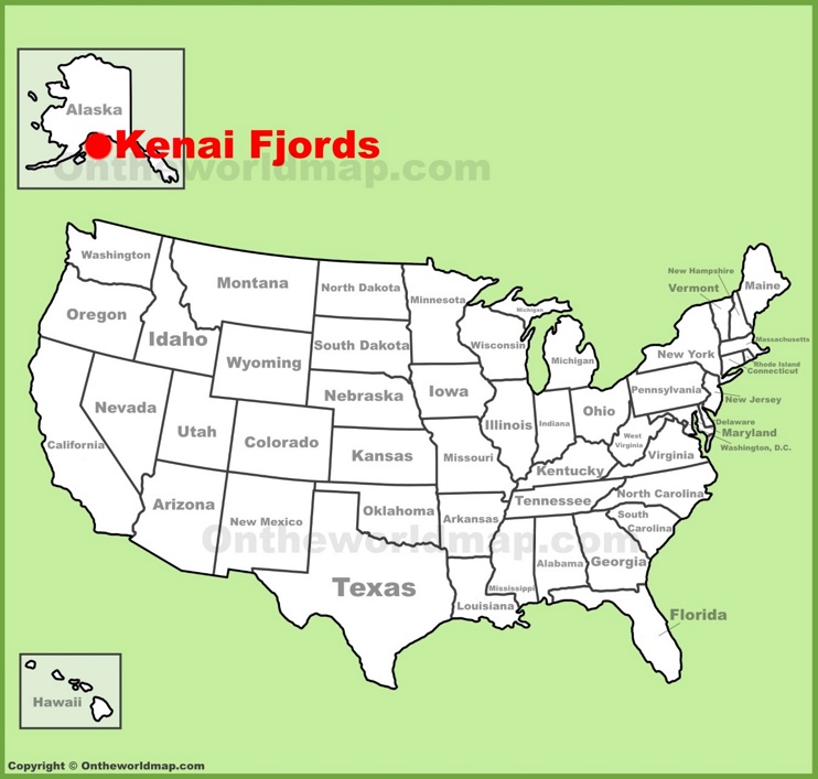 Kenai Fjords National Park location on the U.S. Map 