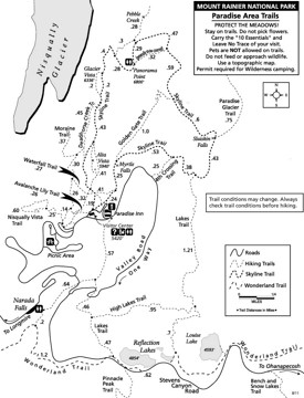Mount Rainier Paradise Area trails map