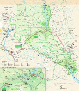 Large detailed tourist map of North Cascades