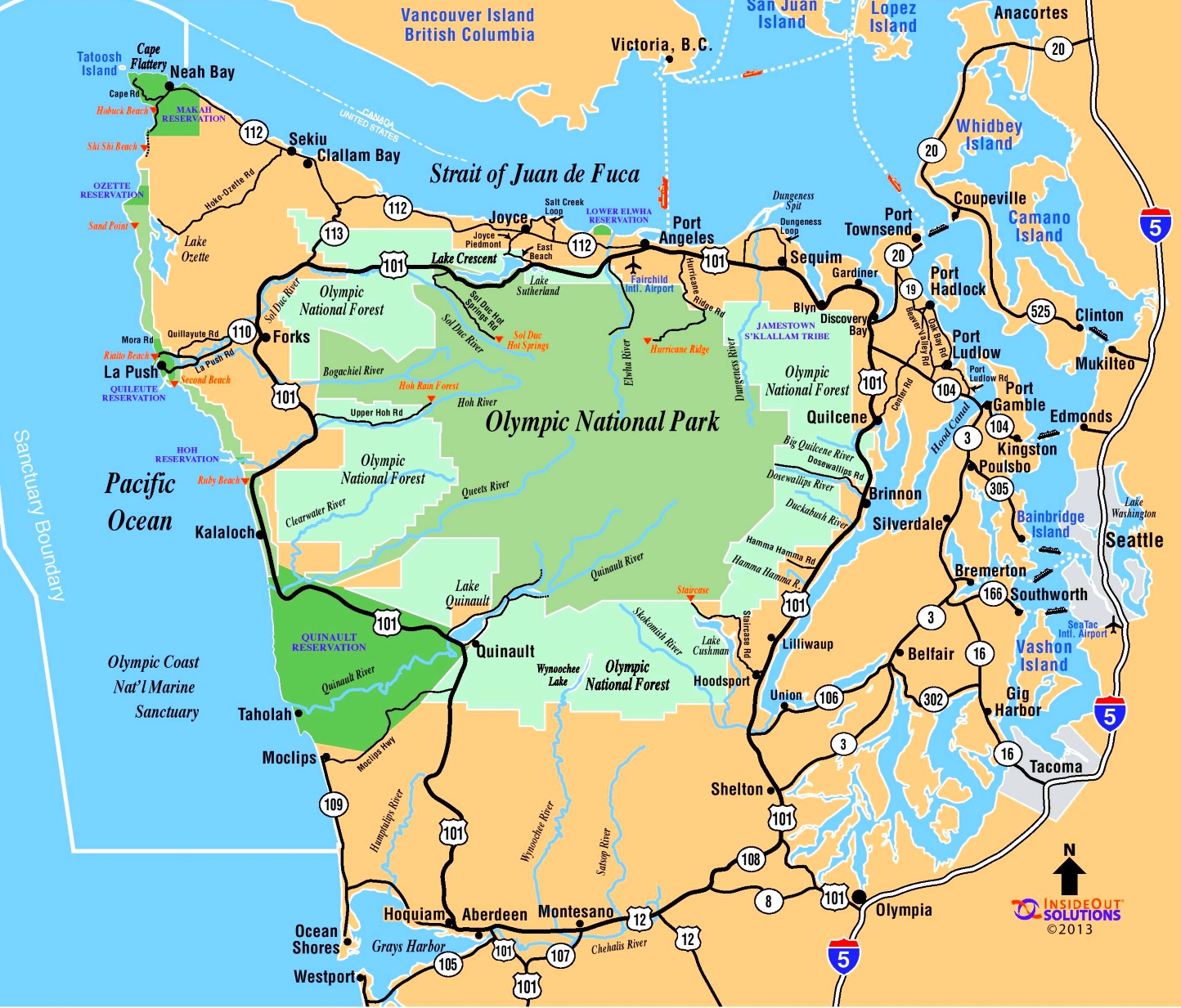 Olympic National Park Washington Map | Time Zones Map