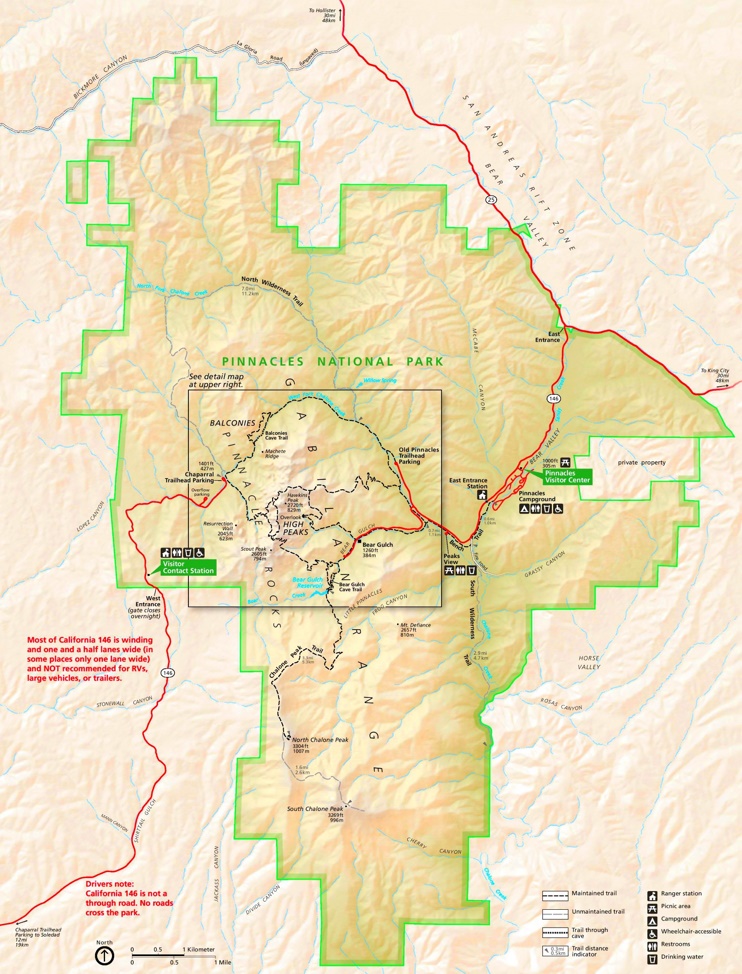 Map of Pinnacles National Park