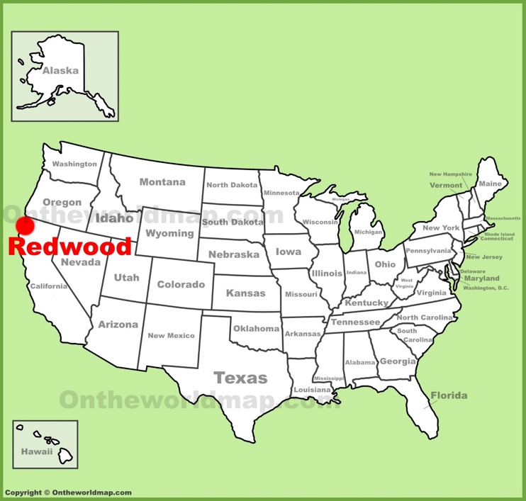 Redwood National Park location on the U.S. Map