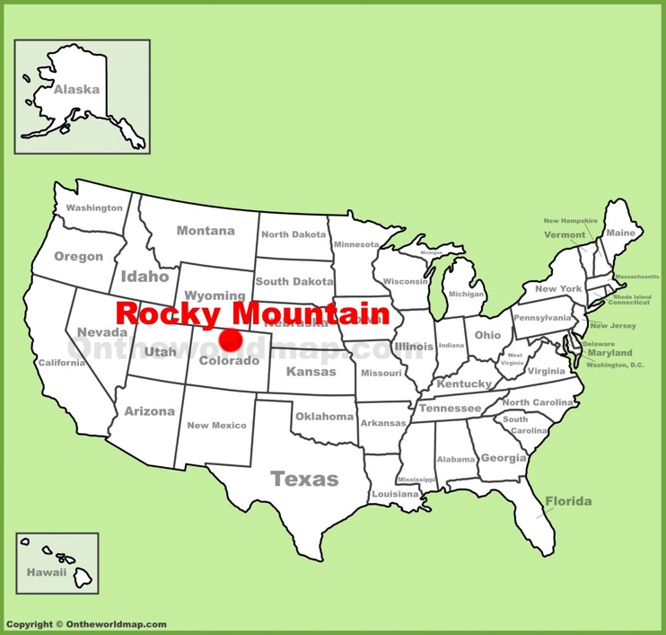 Rocky Mountain National Park location on the U.S. Map