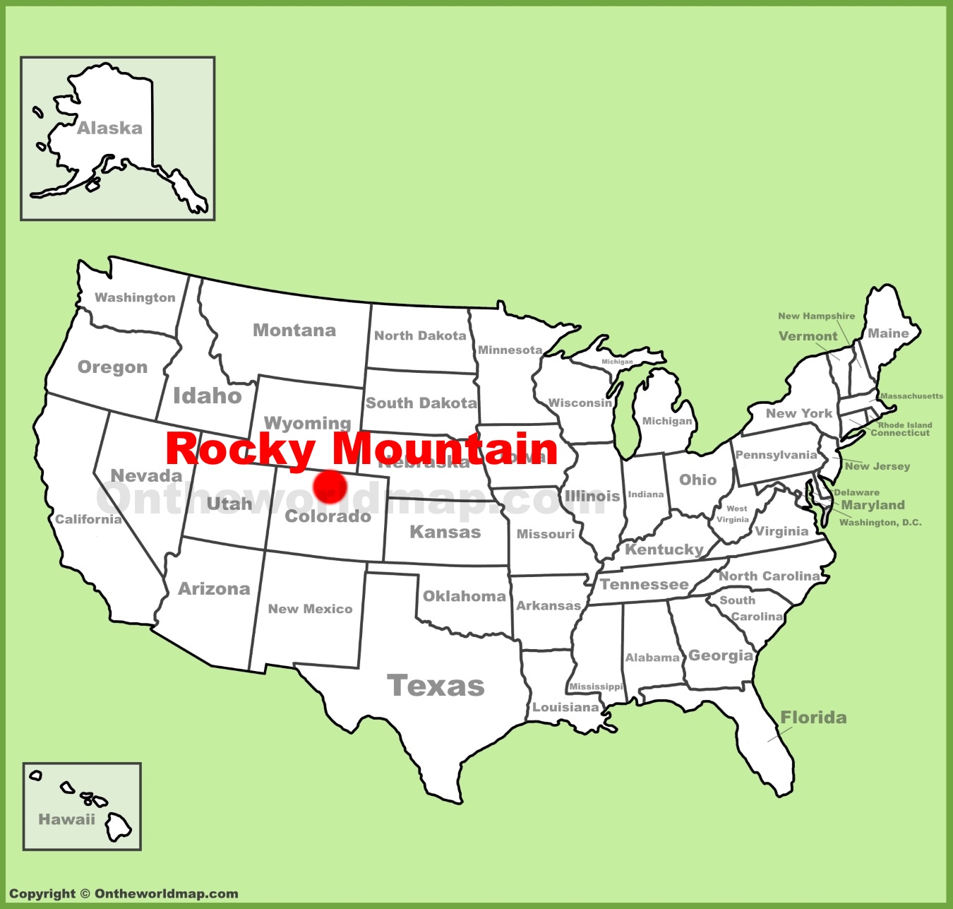 Rocky Mountain National Park Location On The U S Map