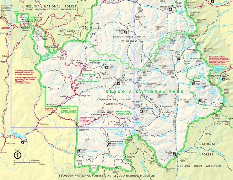Map of Sequoia National Park