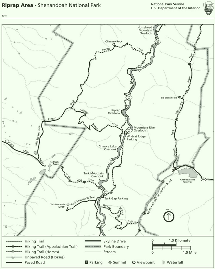 Shenandoah Riprap Area trail map