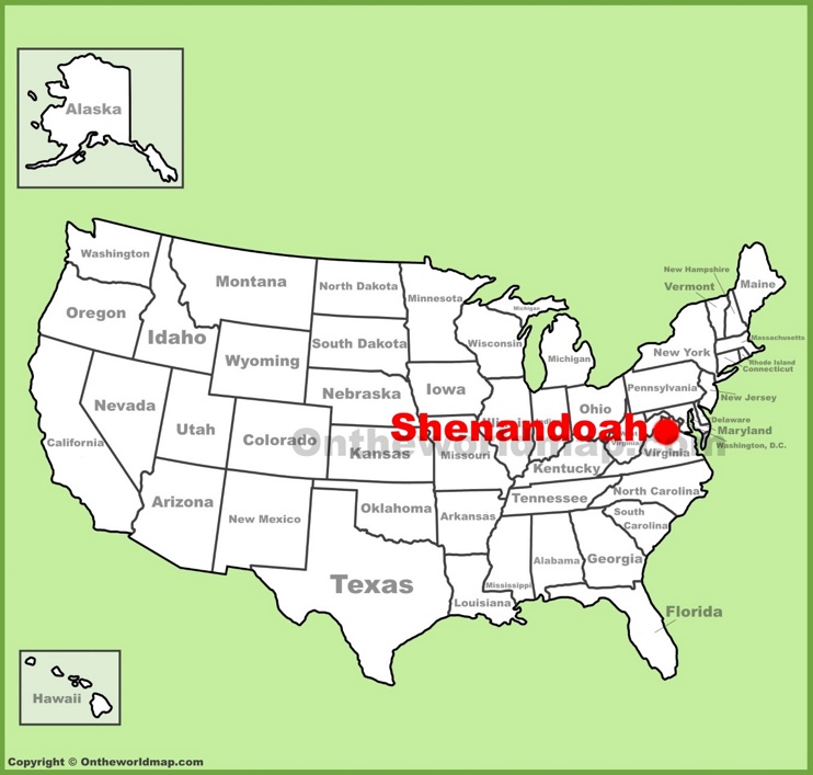 Shenandoah National Park location on the U.S. Map