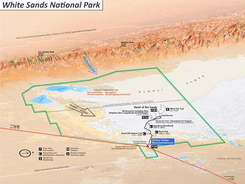 White Sands Tourist Map