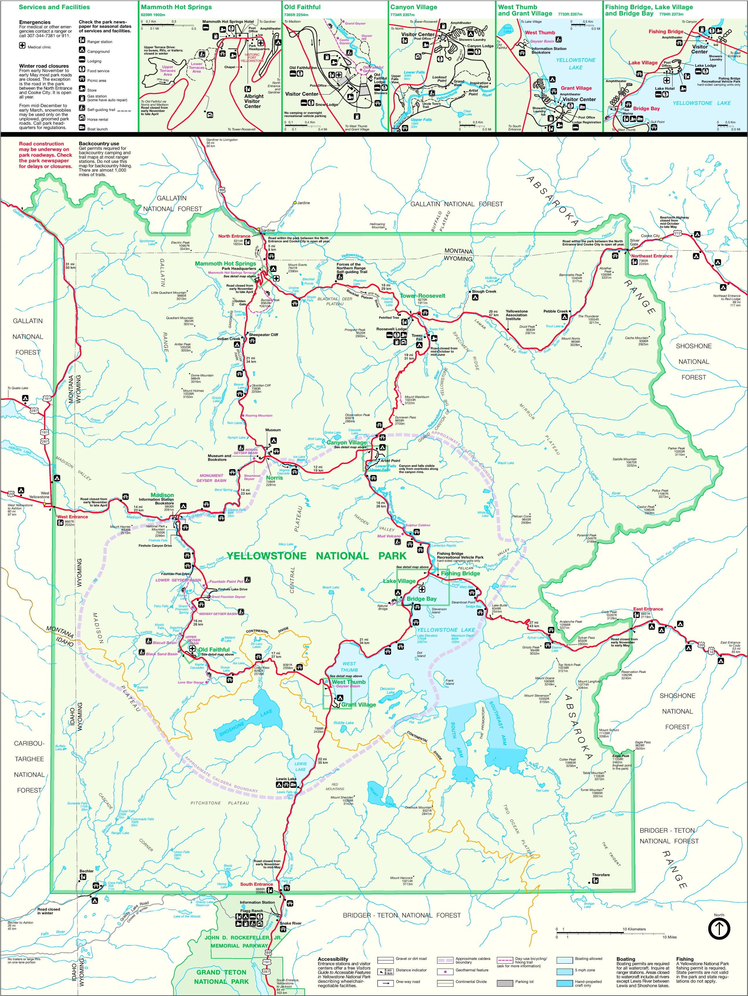 Yellowstone National Park Topographic Map London Top Attractions Map