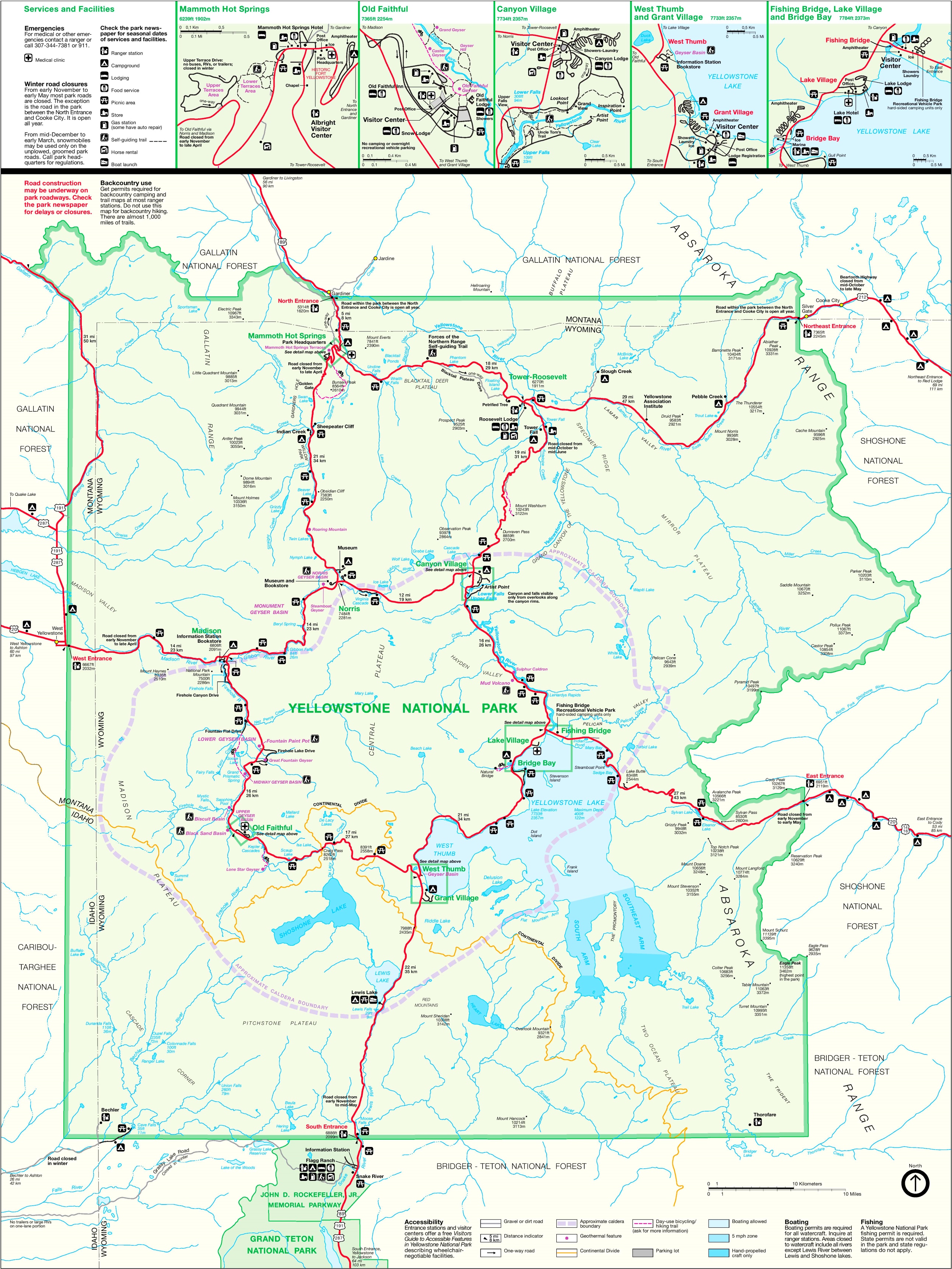 Printable Map Of Yellowstone National Park