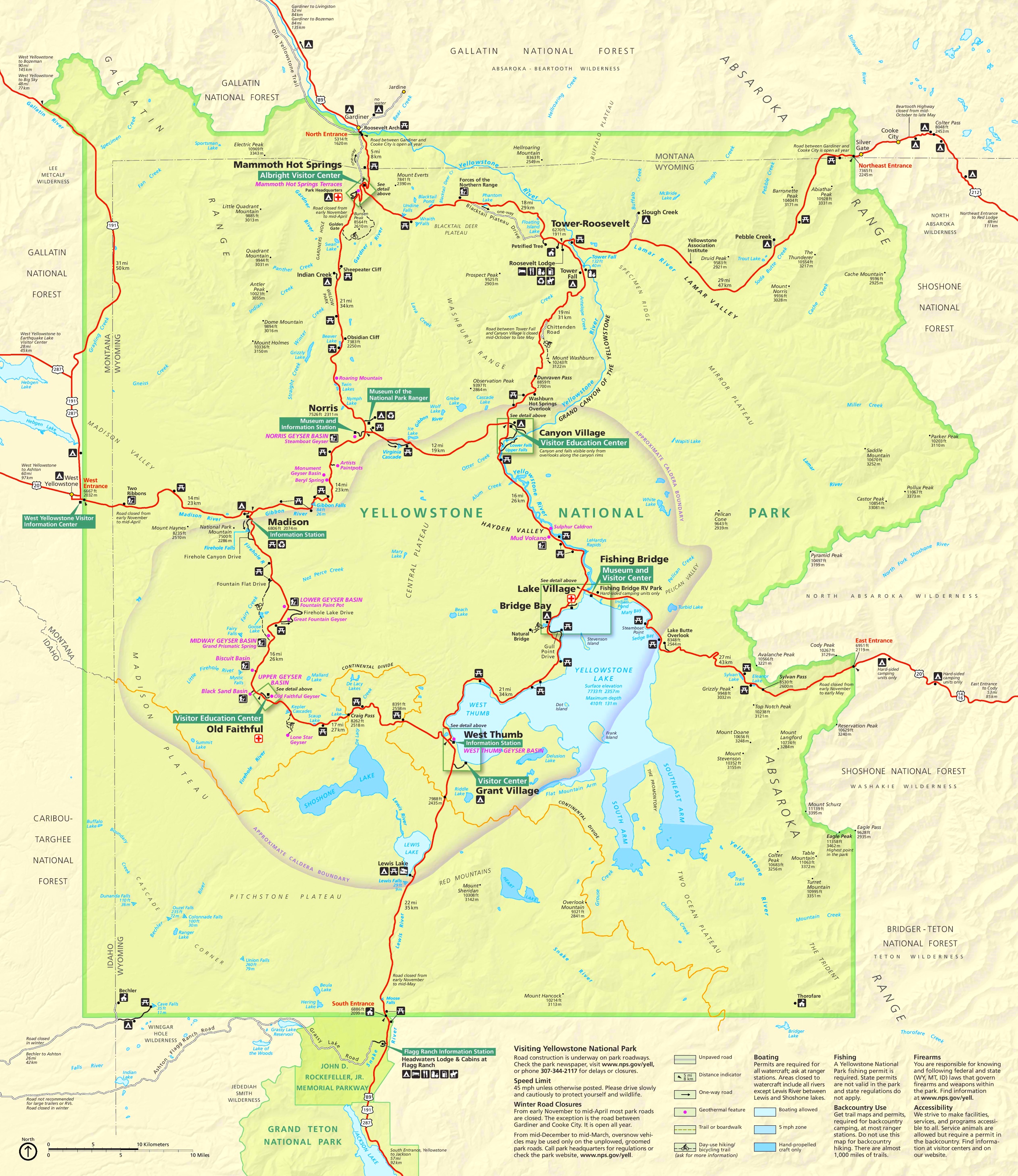 Yellowstone National Park Map London Top Attractions Map