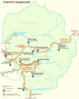 Yosemite campgrounds map
