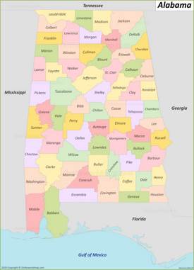 alabama map usa state county al maps detailed