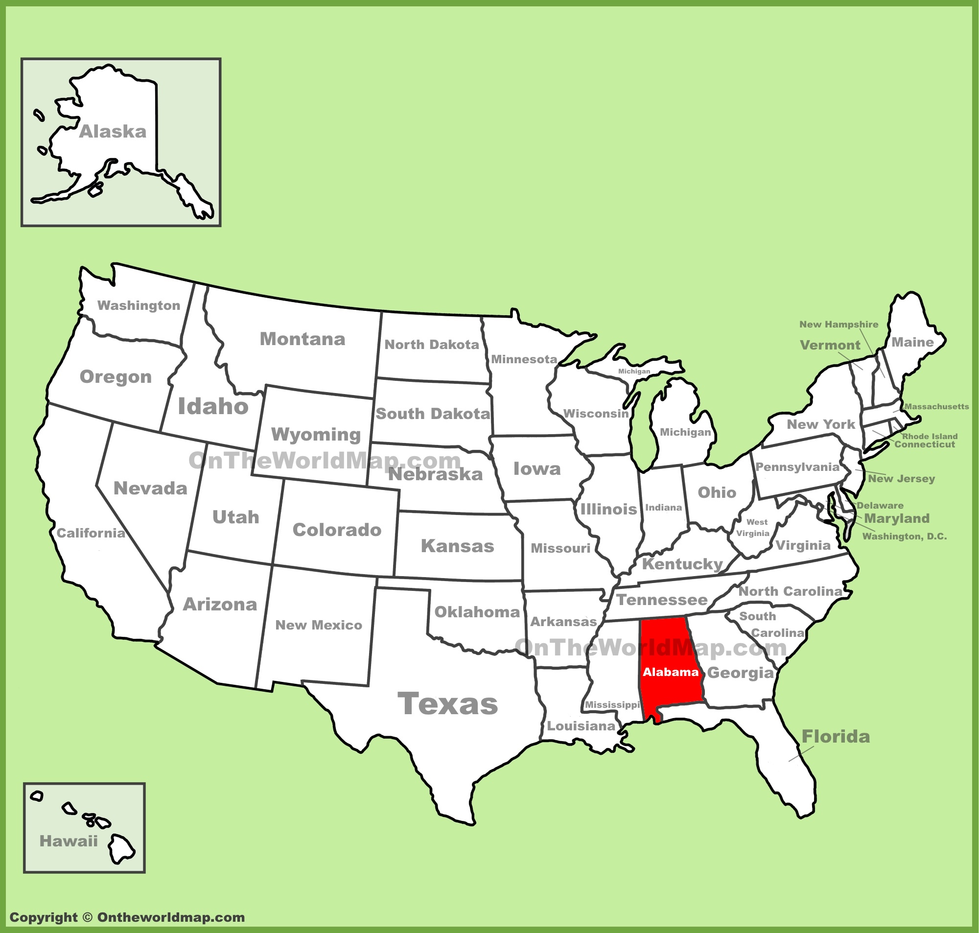 Alabama Location On The U S Map