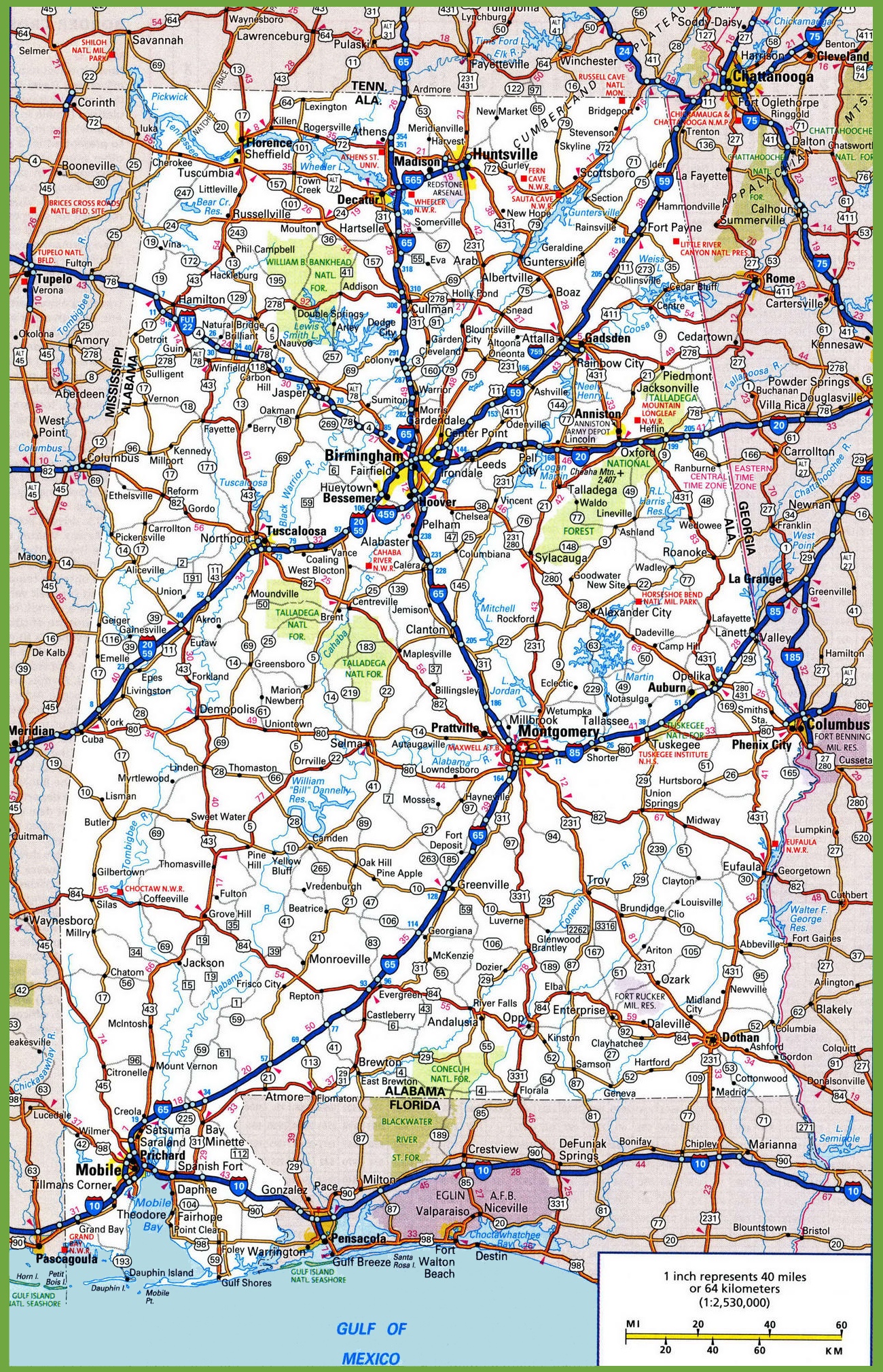 Large Detailed Map Of Alabama 8147