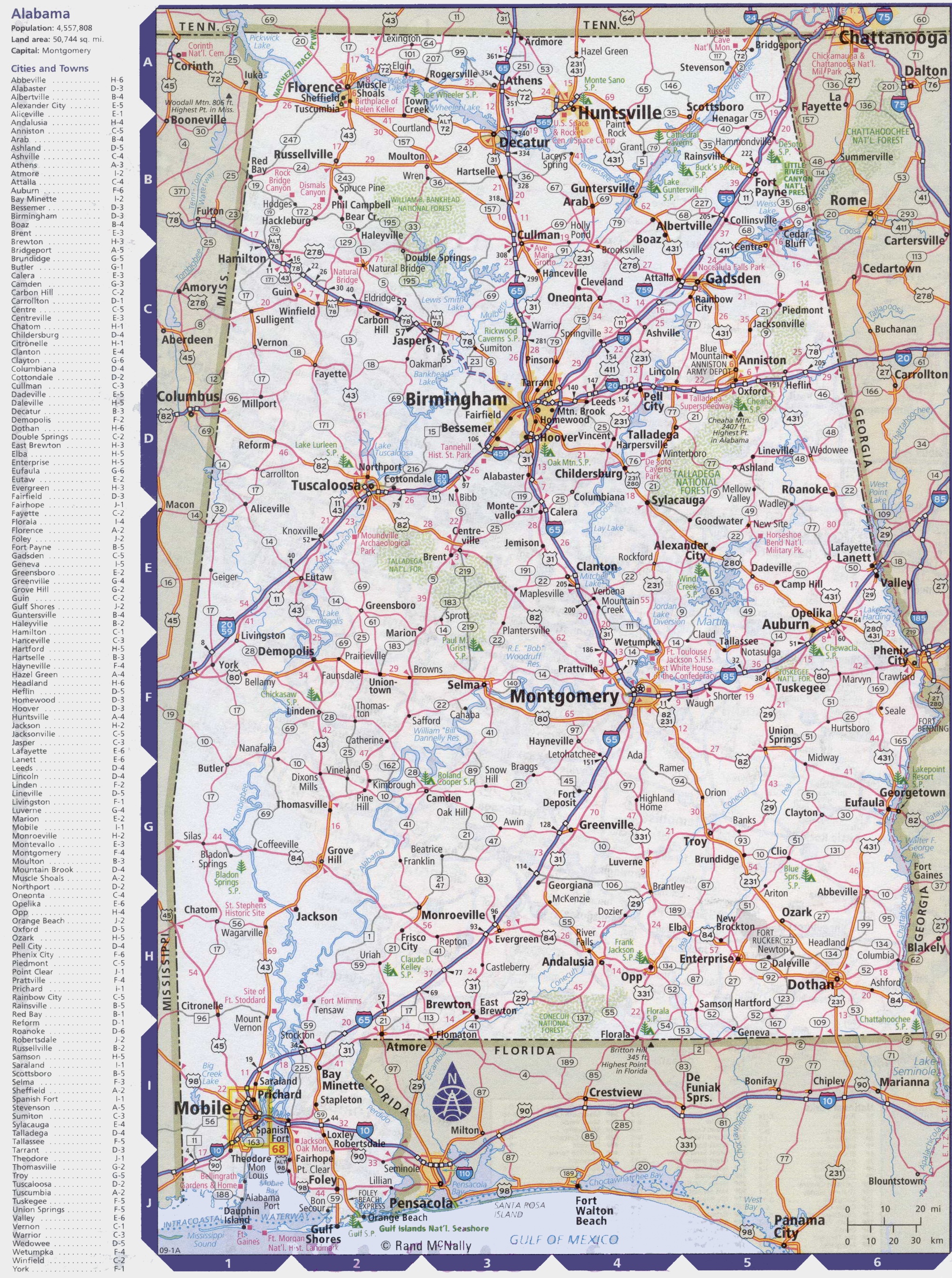 Map Of Alabama With Cities And Towns