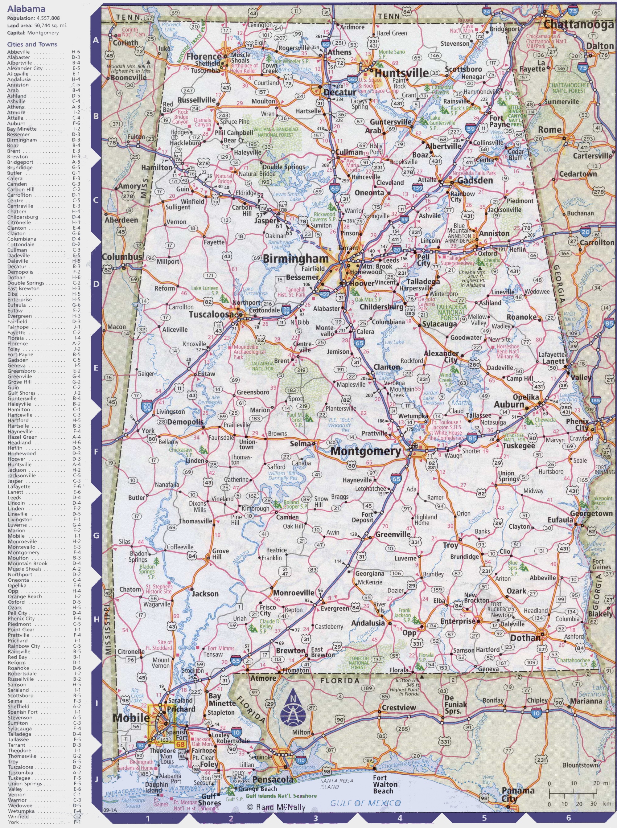 Map Of Alabama With Cities And Towns 3367