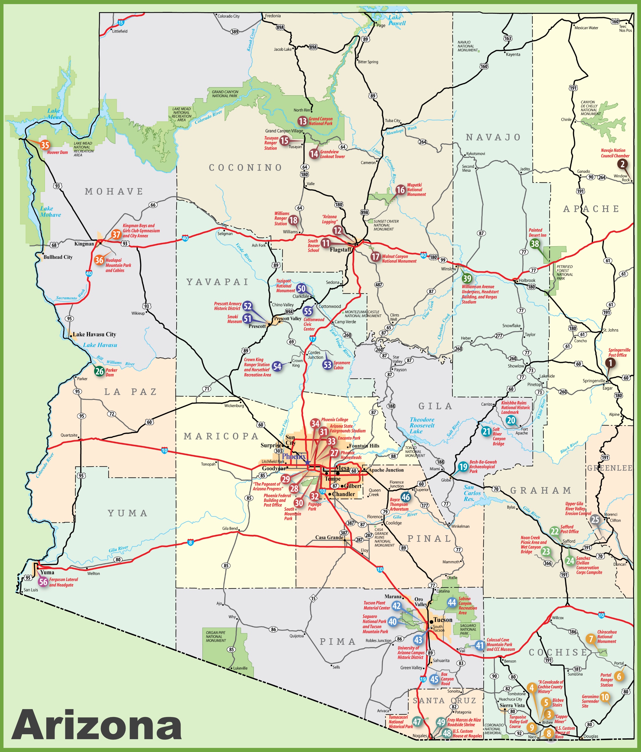 Arizona On The Map Of Usa United States Map