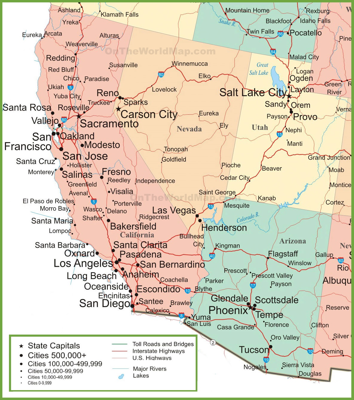 Albums 93+ Pictures map of california and nevada and arizona Updated