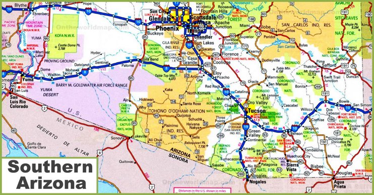 Map of Southern Arizona