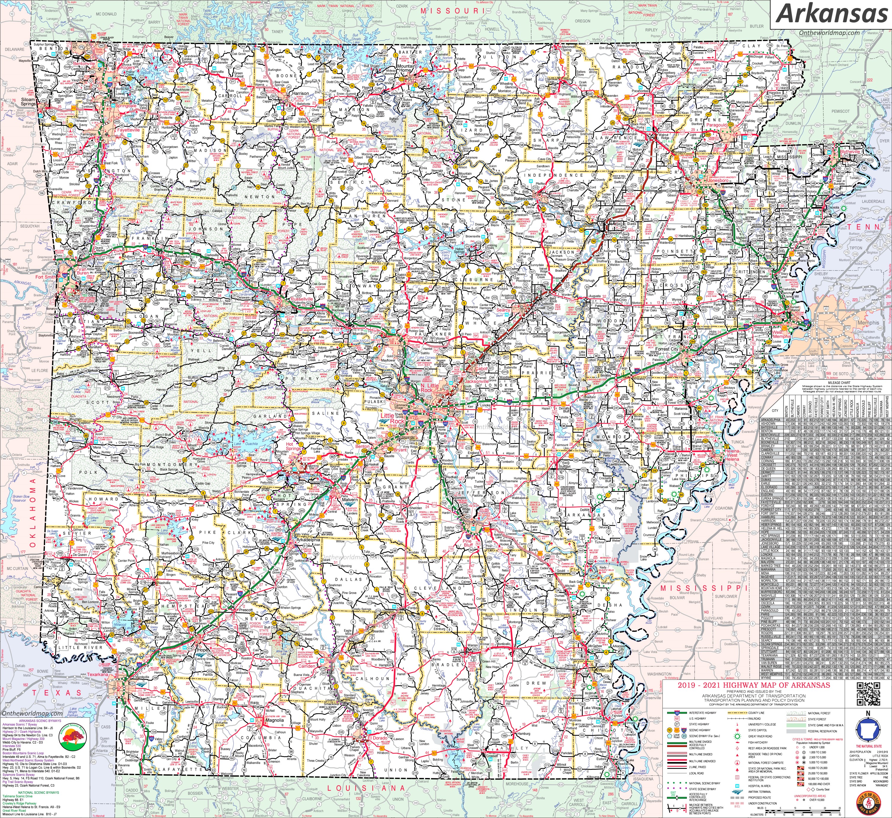 Large Detailed Map Of Arkansas With Cities And Towns