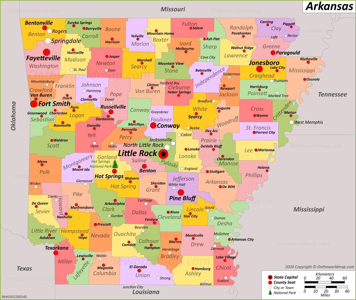 Printable Map Of Arkansas