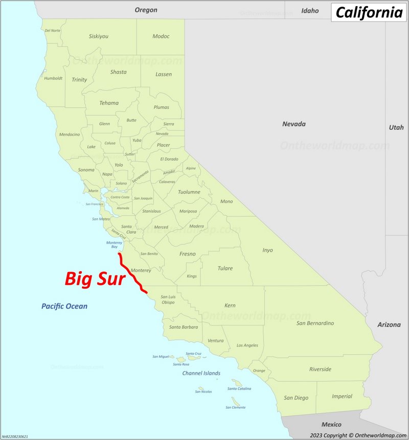 Big Sur Location On The California Map