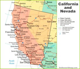 Map of California and Nevada