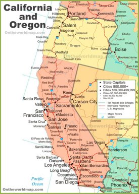 Map of California and Oregon