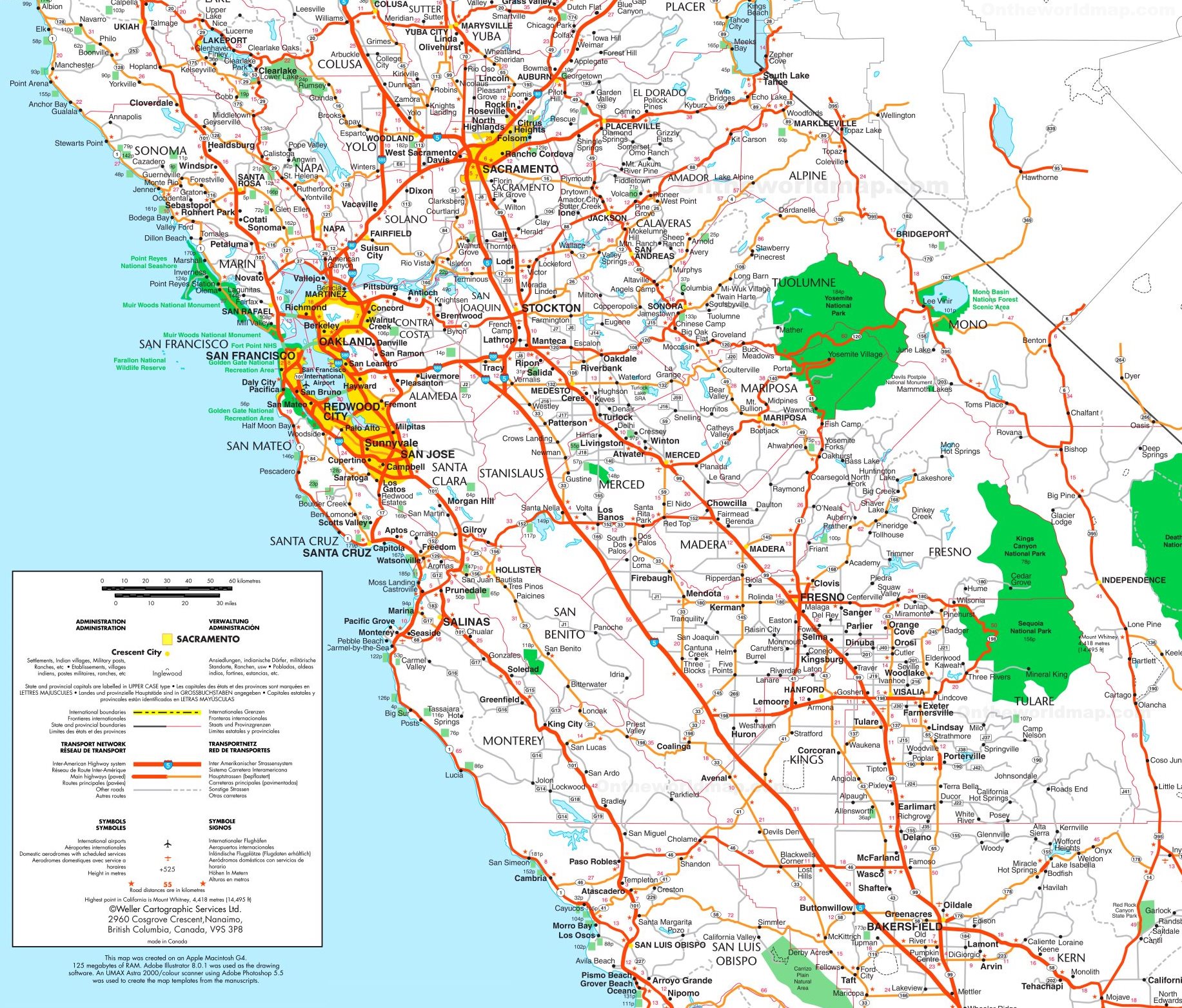 Central California Map With Cities | Map Of West