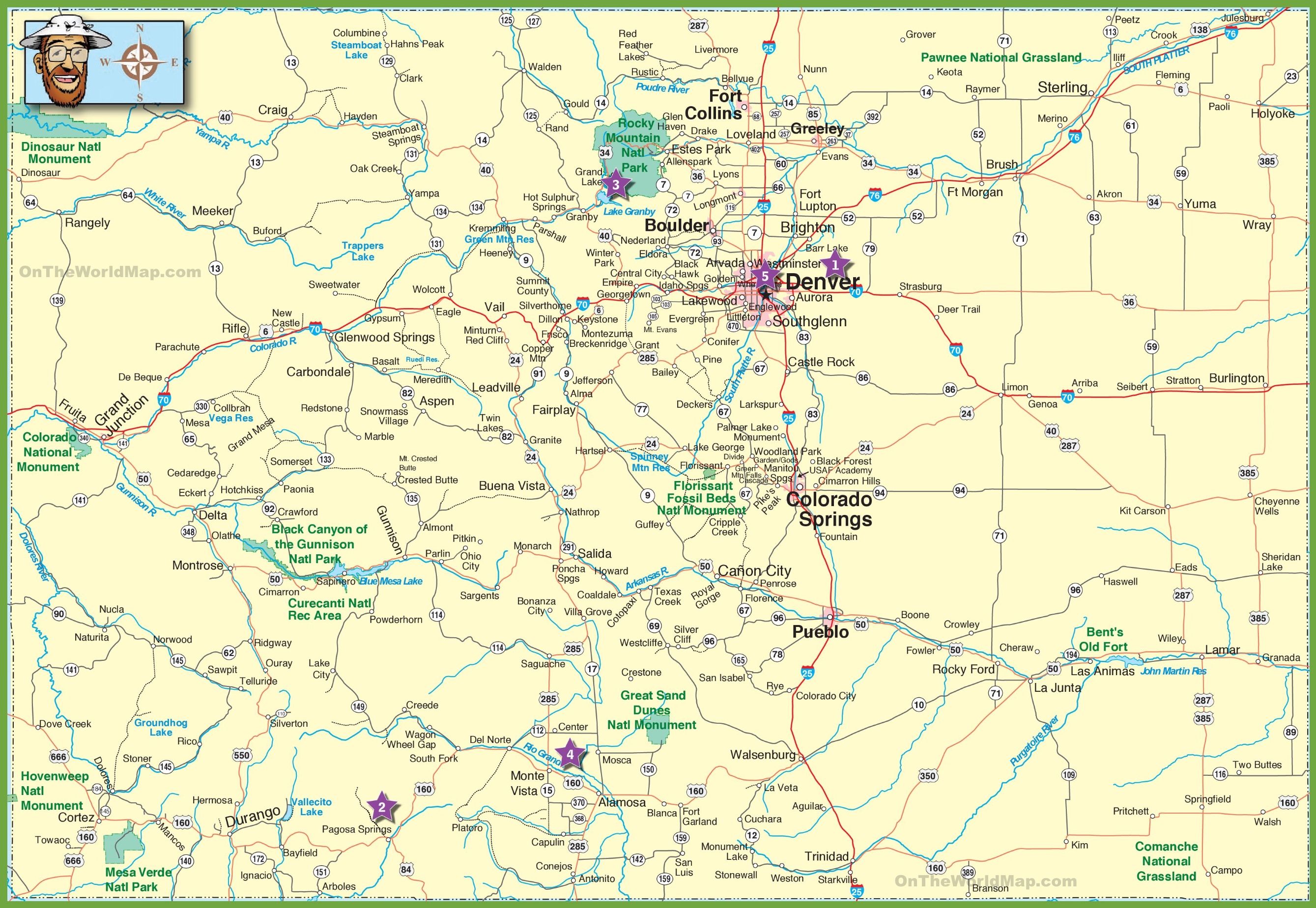 printable colorado map with cities Large Detailed Map Of Colorado With Cities And Roads printable colorado map with cities