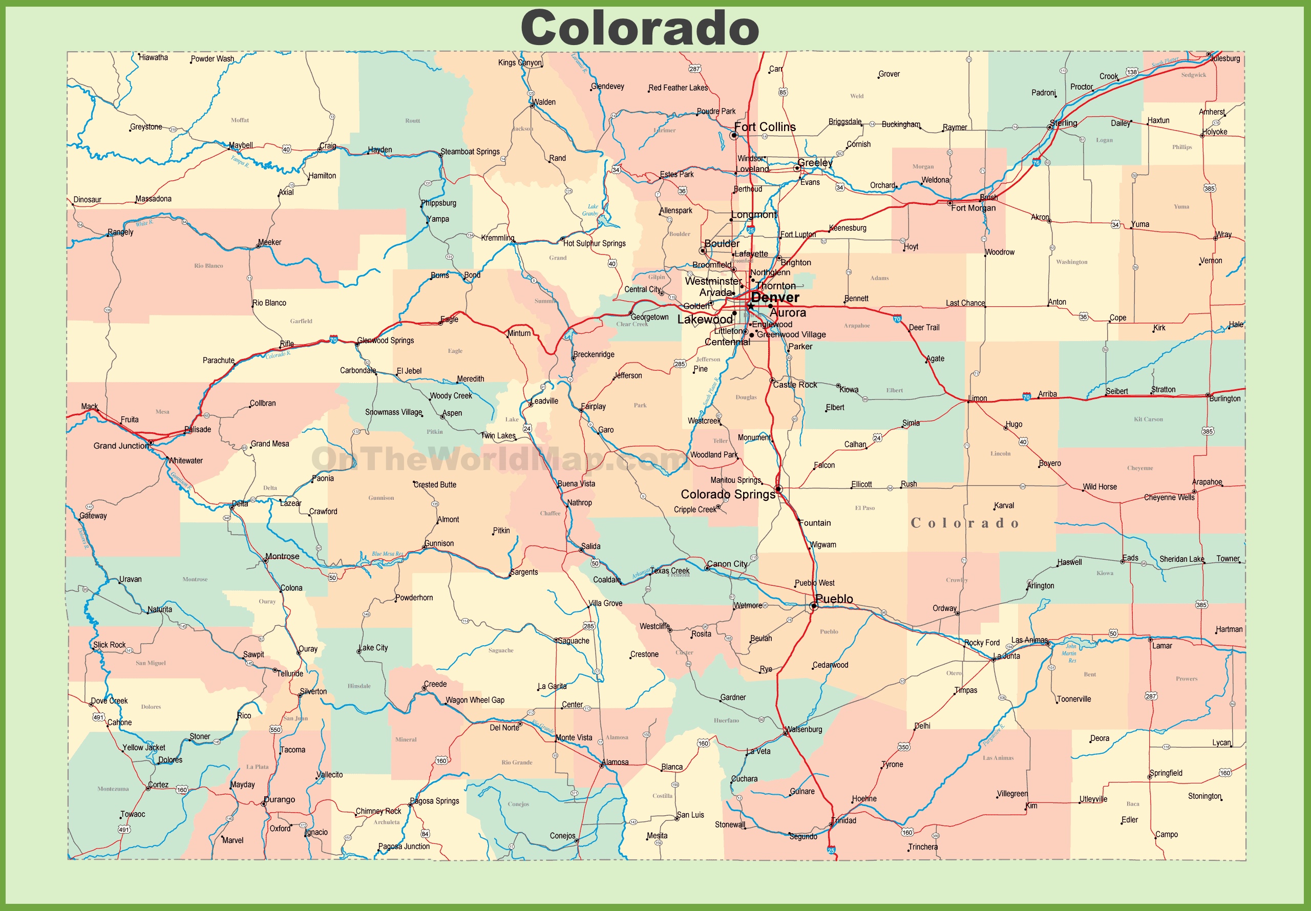 Map Of Colorado With Cities And Towns