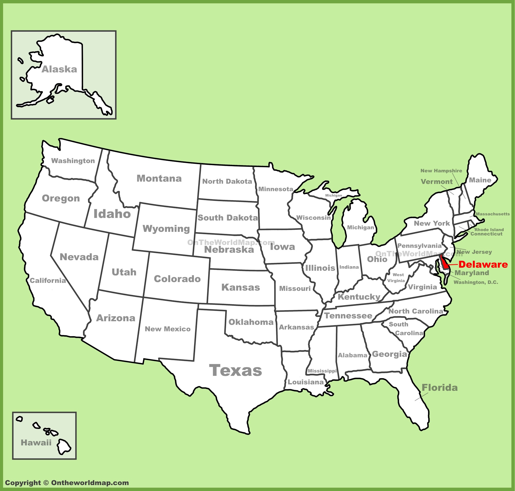 Delaware Location On The U S Map