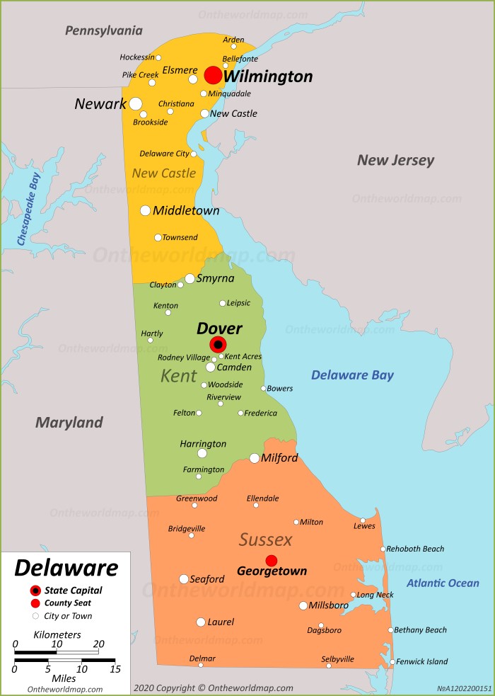 Map of Delaware