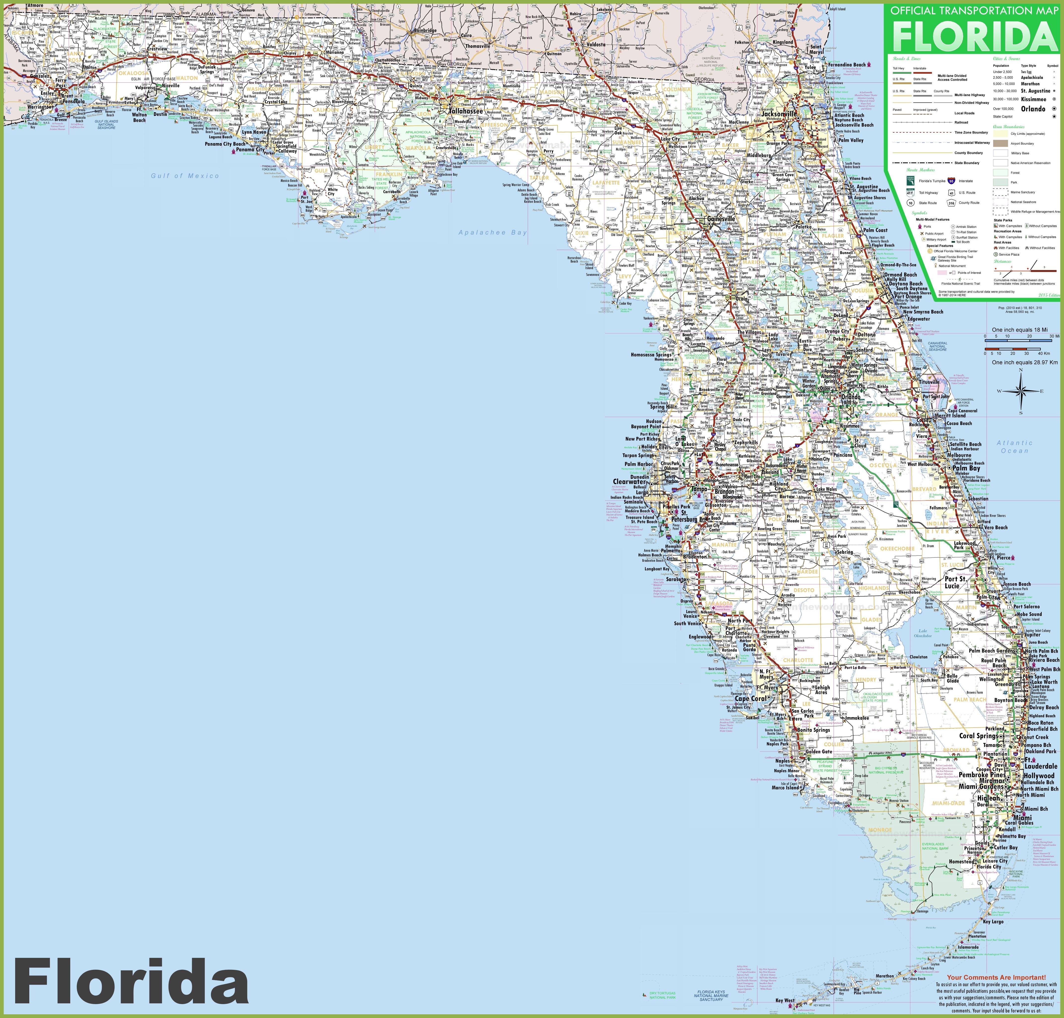 Detailed Map Of Florida State 7327