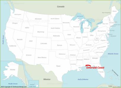 Emerald Coast Location on the USA Map