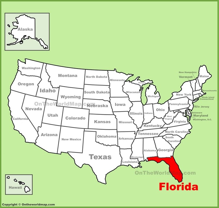 Florida location on the U.S. Map