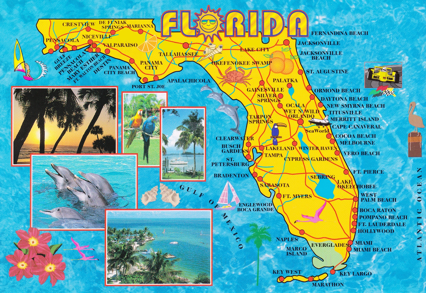 Illustrated Tourist Map Of Florida