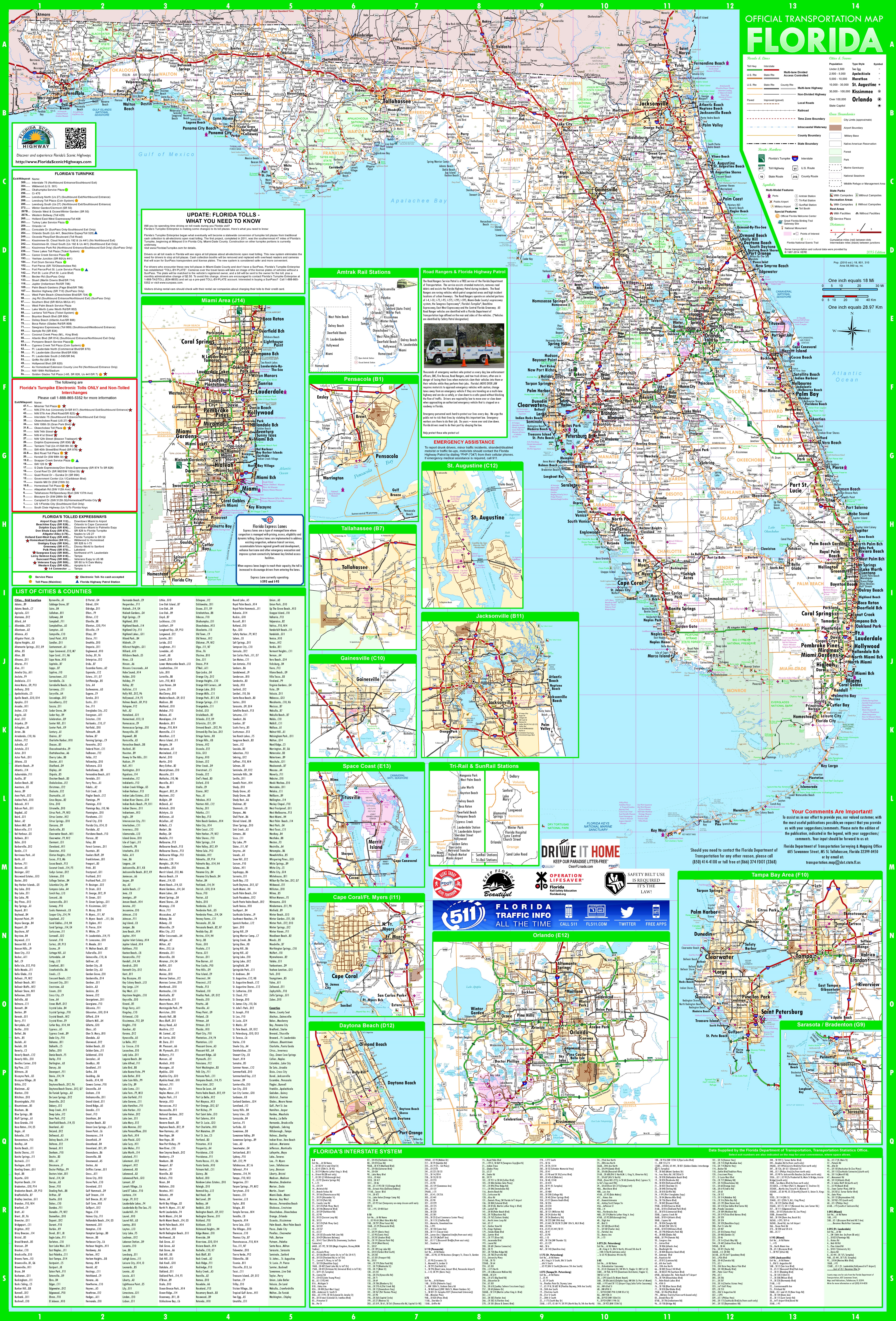 Large Detailed Map Of Florida With Cities And Towns
