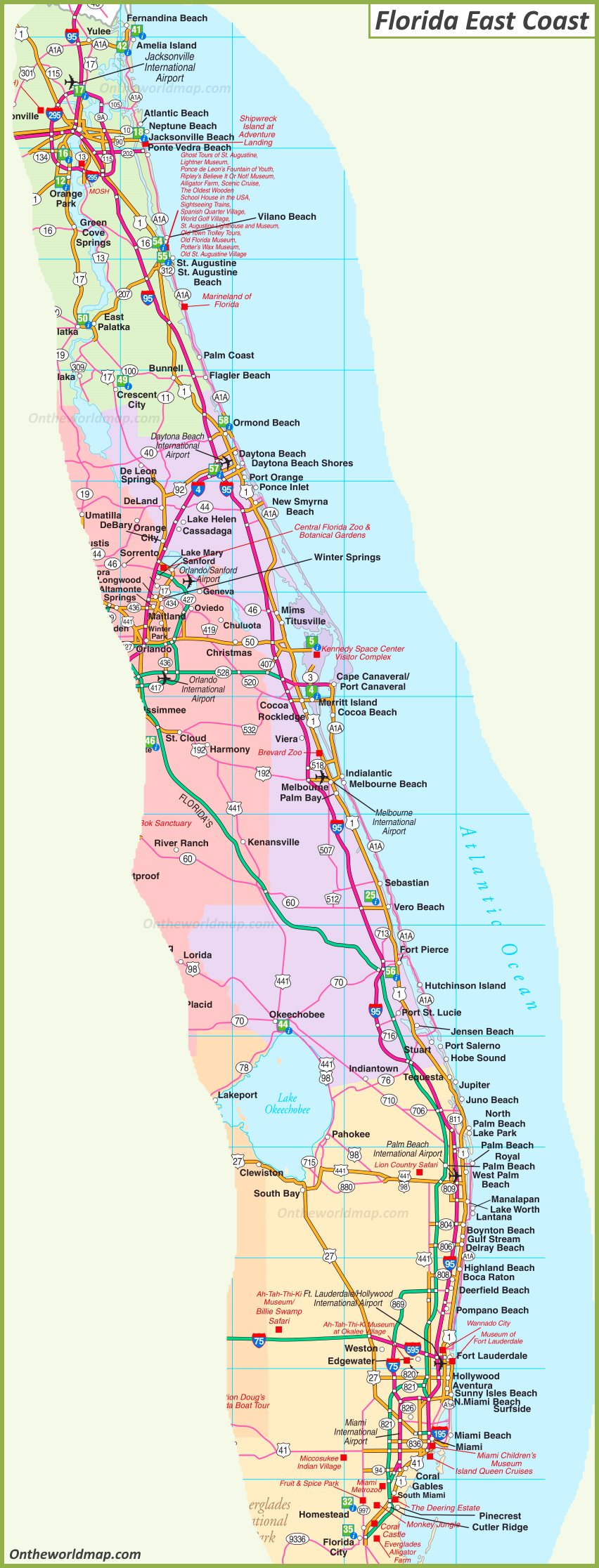 map of florida east coast cities and towns Map Of Florida East Coast map of florida east coast cities and towns