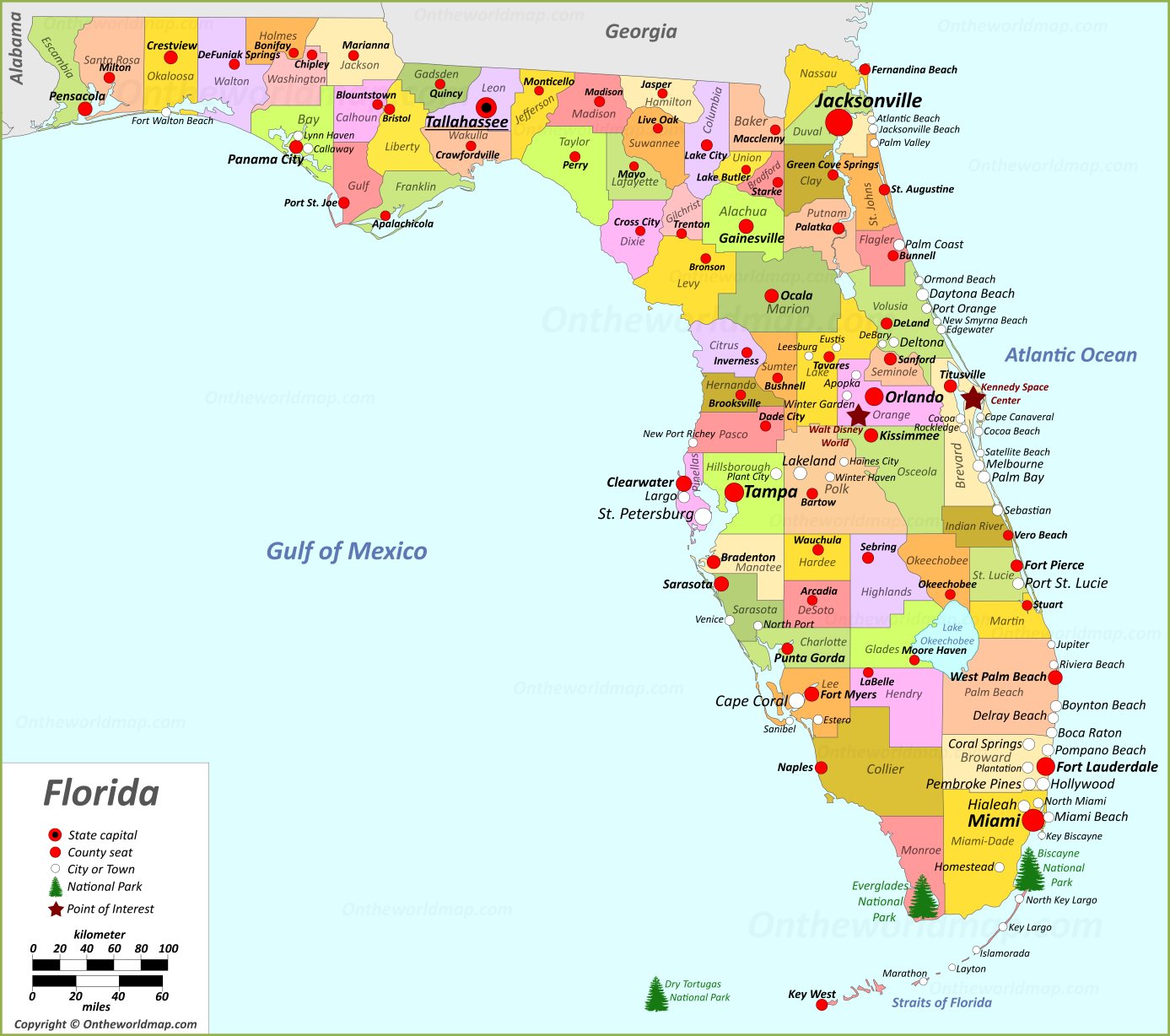 Map Of Florida Counties Printable