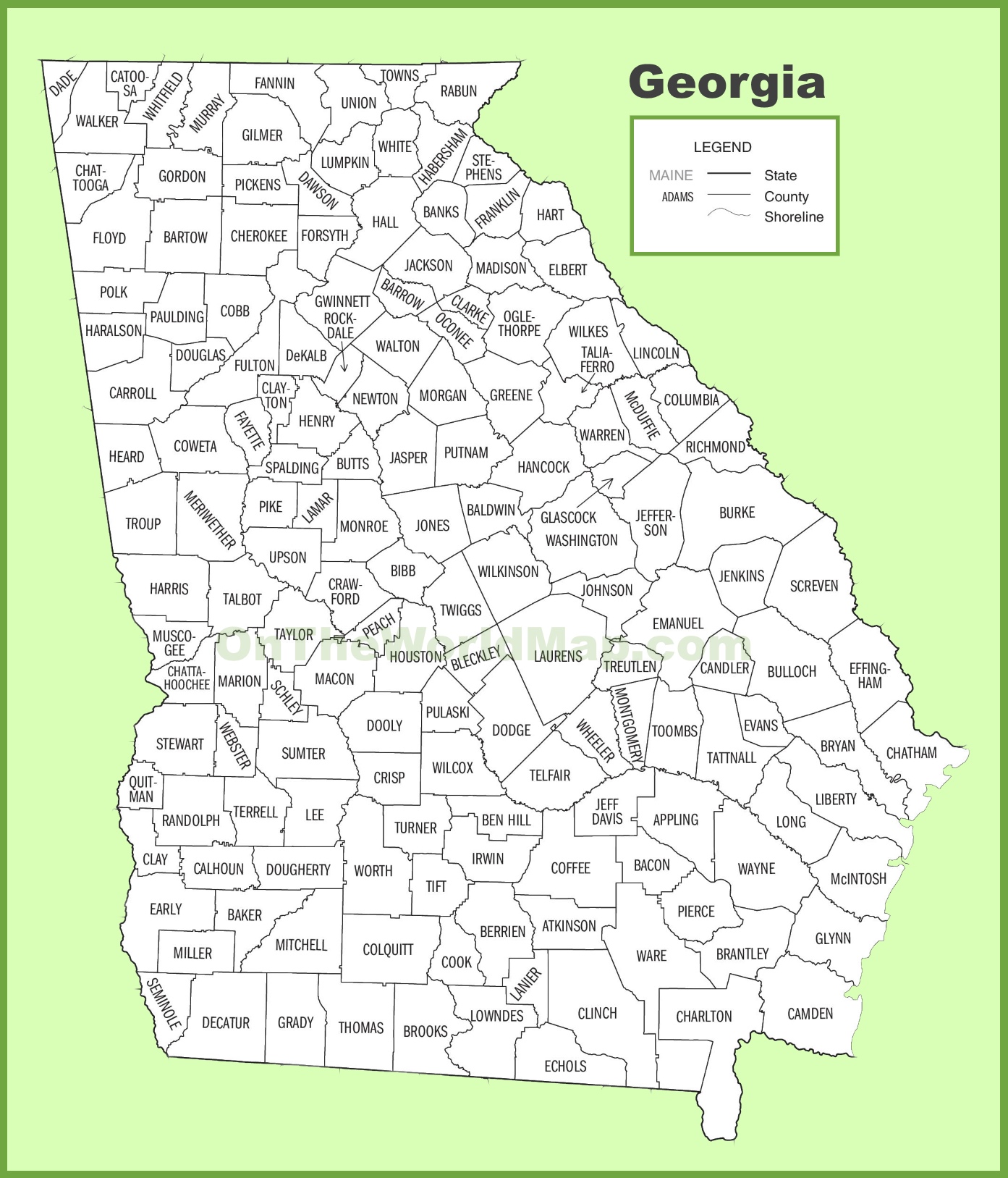 map of florida and georgia counties Georgia County Map map of florida and georgia counties